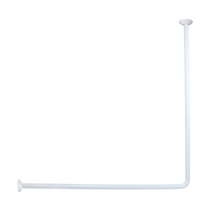 Custom Multi Size White Stainless Steel Mounted Tension Corner Bathroom Shower Rod