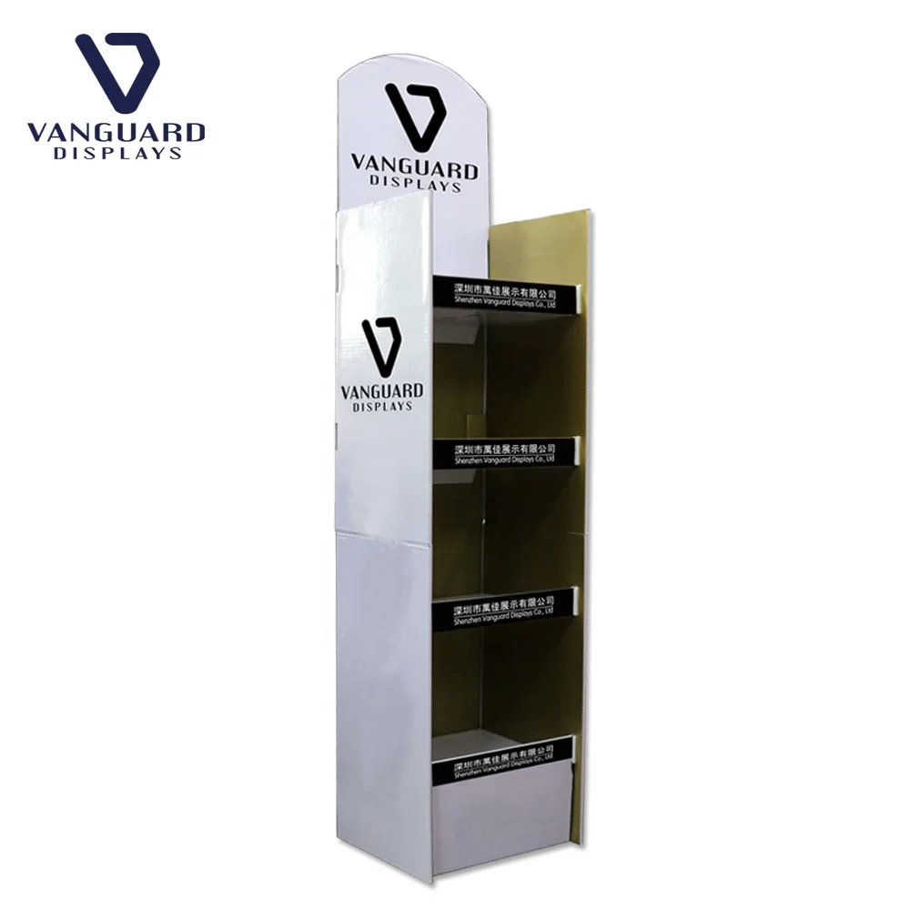 
Corrugated Carton Floor Display Rack Paper Display Stand Shelf Unit Custom Cardboard Products Display Stand 