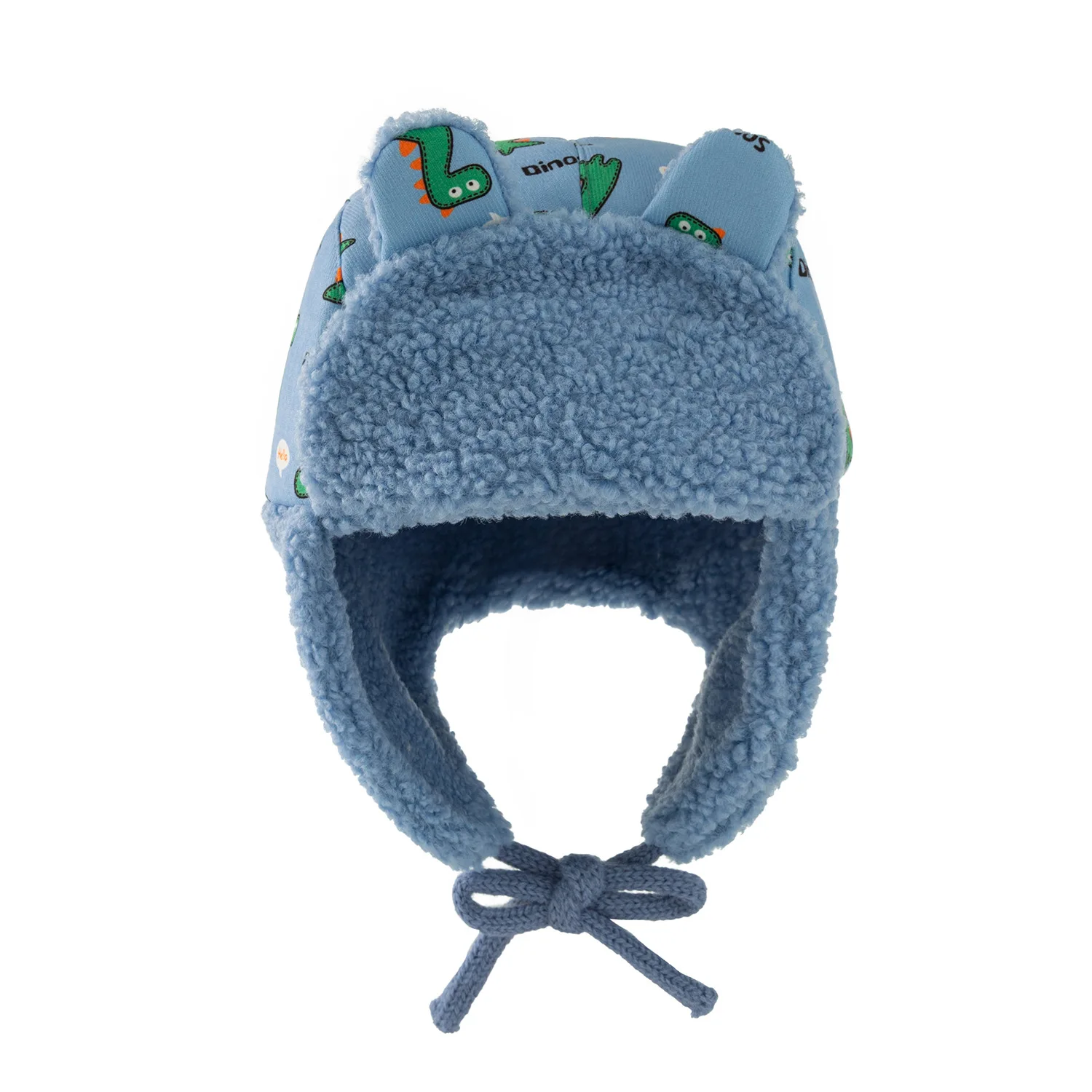 kids unisex  print dinosaur fleece lining earflaps earmuffs hat  warm winter hat