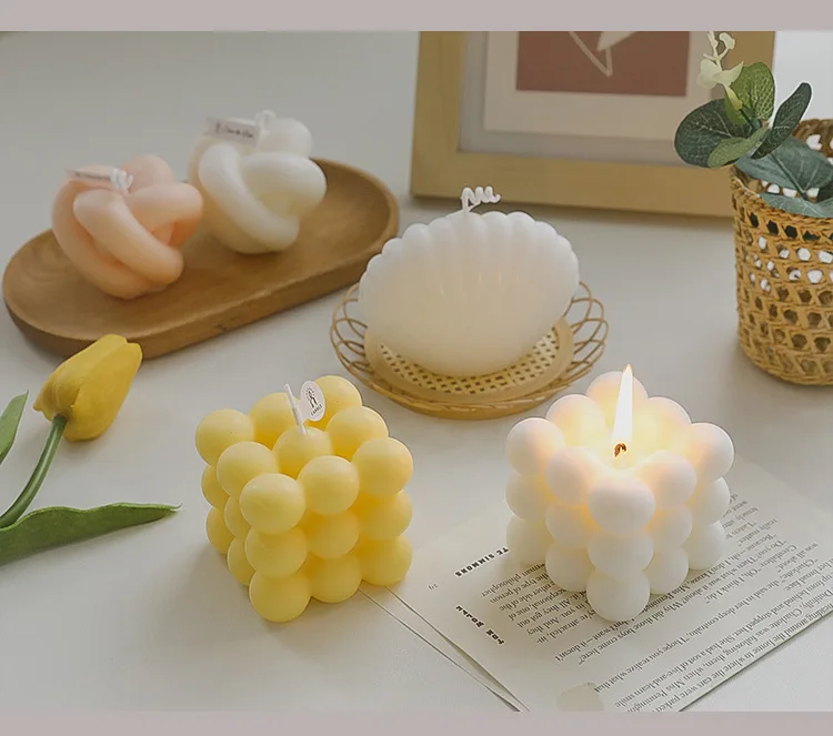 Valentine Cube Bubble Scented Candles Factory Price Soy Wax Essential Oil Candles
