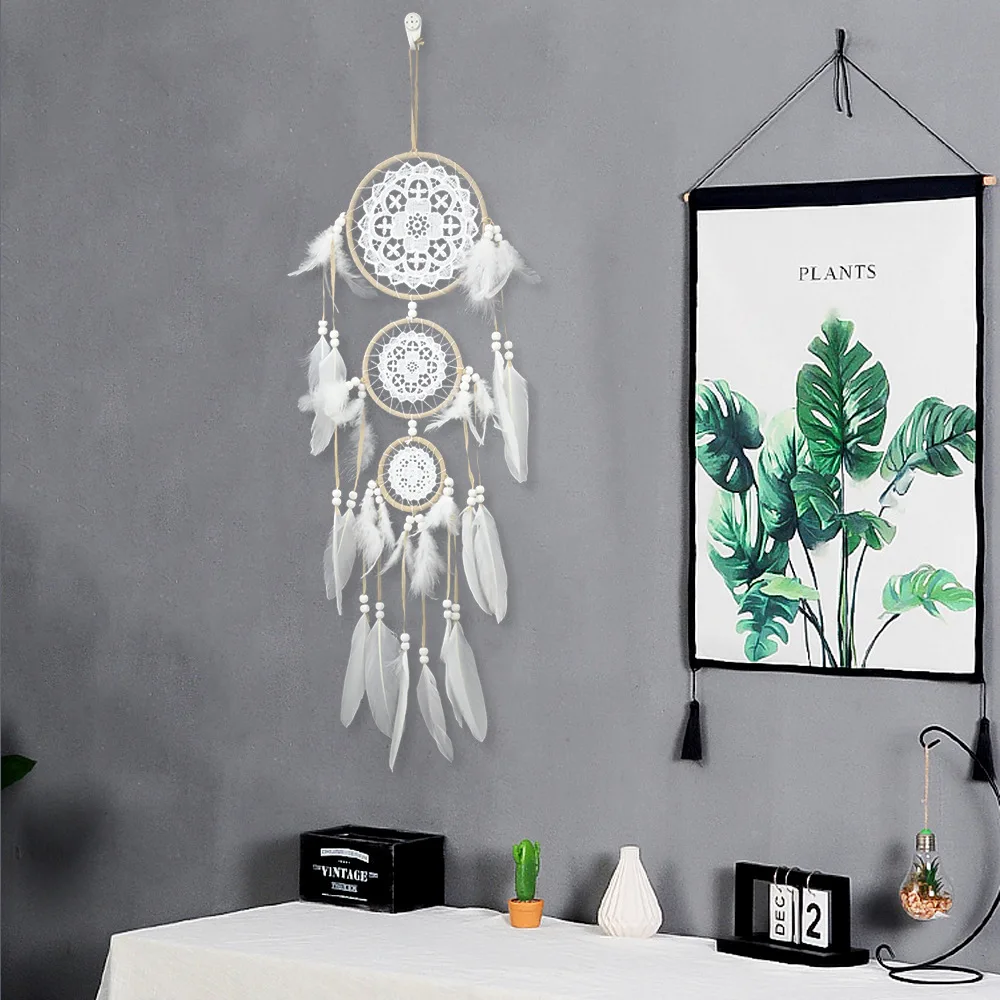 CRAFT mengsong factory direct sales three-ring plum flower lace dream catcher home decoration wall hanging