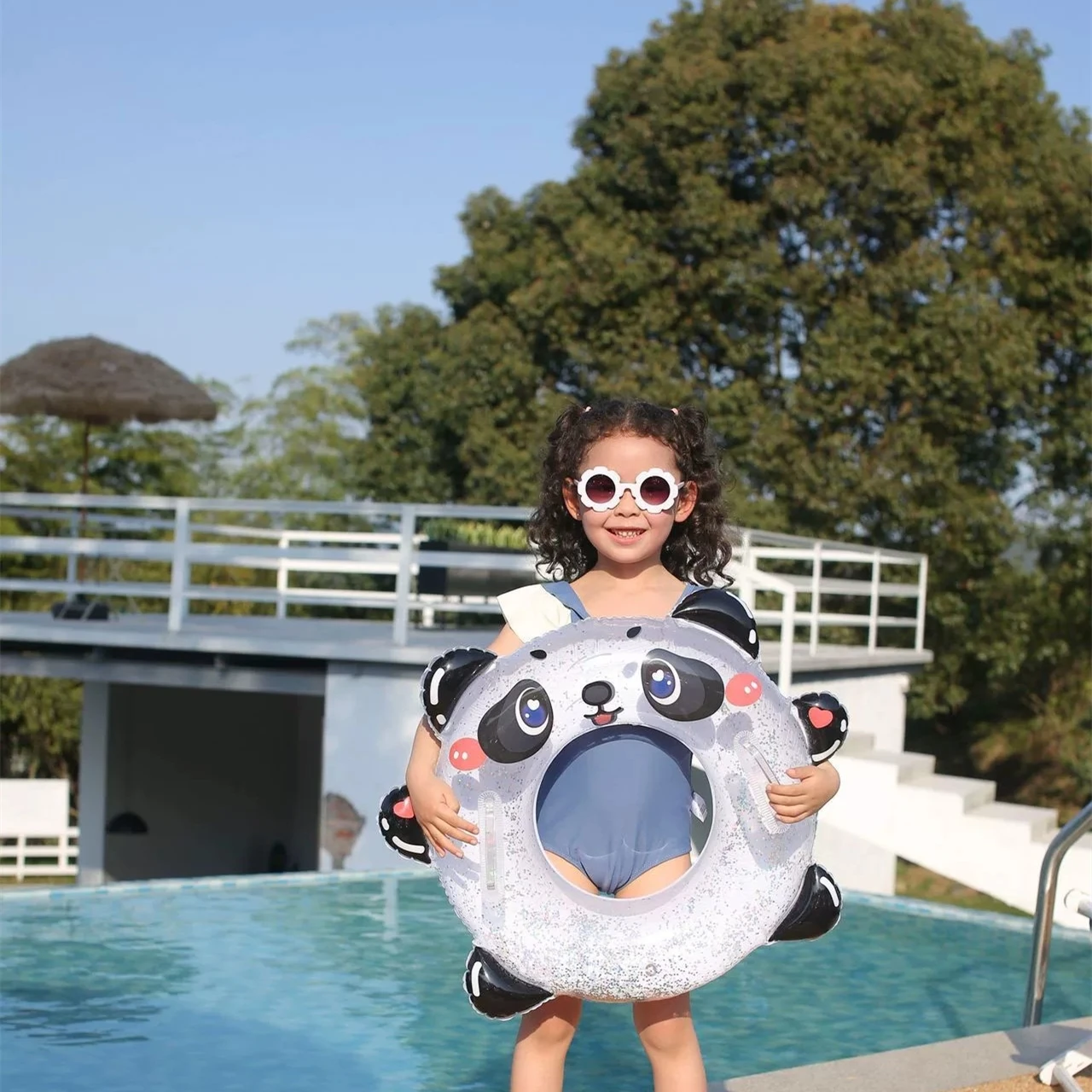 2023 Hot Sale Customize PVC Inflatable Panda Swim Ring Floating Toys for Pool and Outdoor