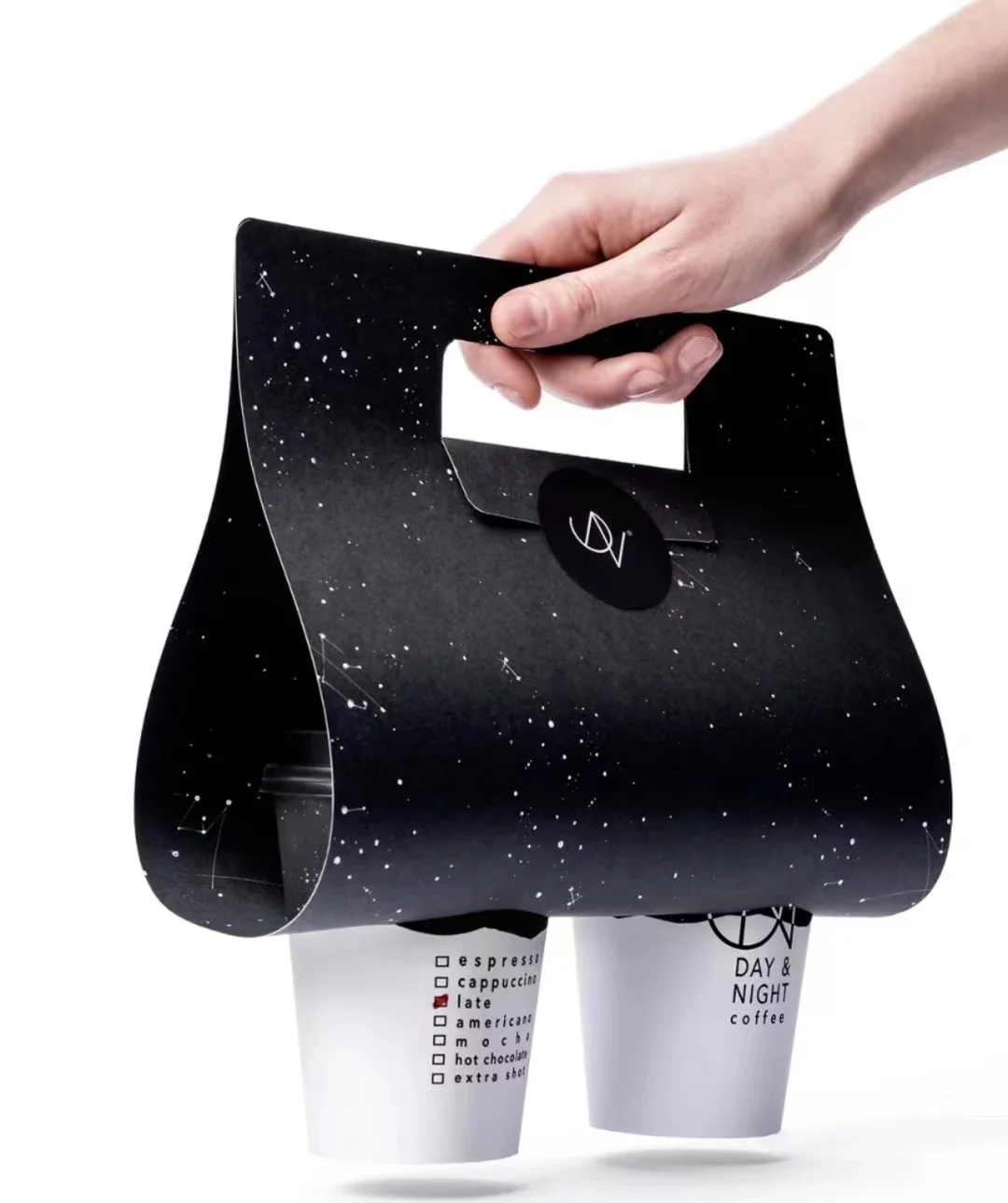 Custom Printed/Design Paper Cup Holder Disposable Bubble Tea Cup Carrier Coffee Cup Holder