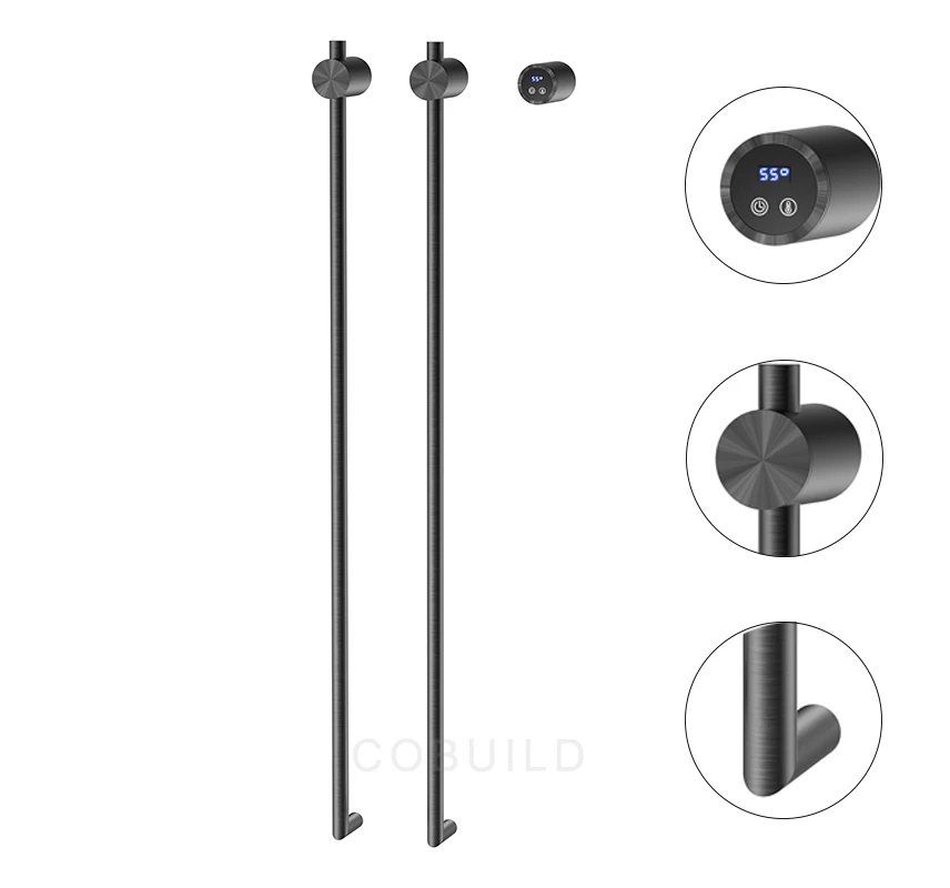 Modern Design SUS 304 Fast Heating Black Towel Radiator Infrared Heated Towel bar Warmer