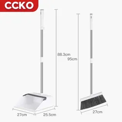 New Household Cleaning Tools Windproof Stainless Steel Long Handle Plastic Brooms And Dustpan Set For Kitchen Hotel Restaurant