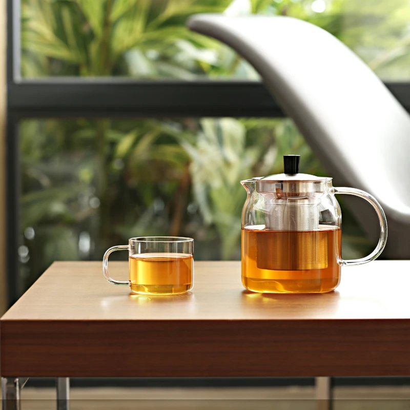 Portable Heat-Resistant Coffee Tea Maker 750ml Glass Tea Pot Large Capacity Glass Teapot With Infuser Tea Pot Removable Infuser