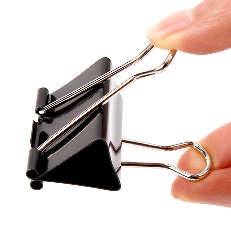 Office Stationary Supplies Black Stainless Steel Flat paper Metal Binder Clip