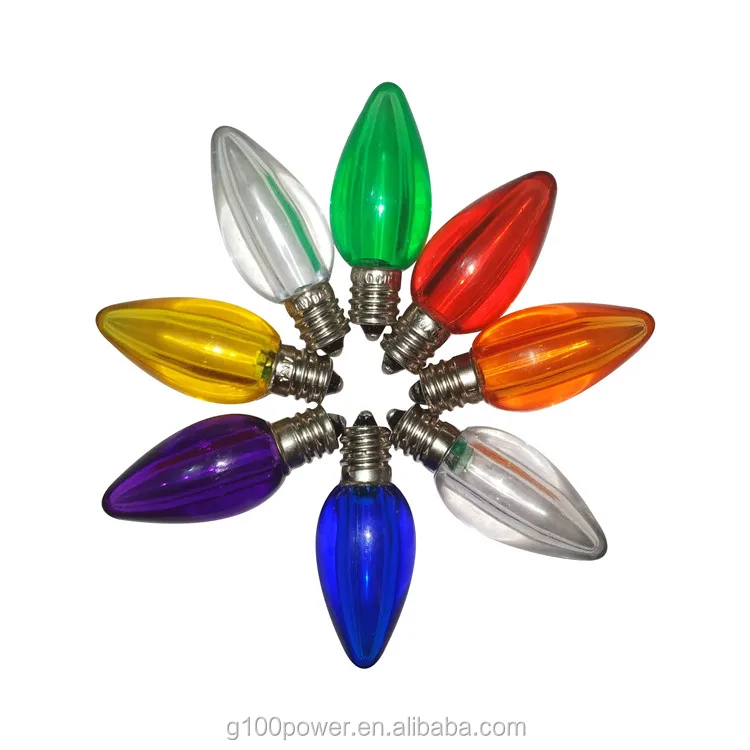 Commercial Grade Christmas Outdoor Decorations Warm White C7 LED Light Bulb Smooth Opaque