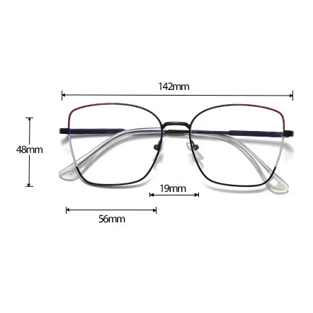 2023 Fashion Glasses Custom Logo Female Square Frame Glasses Frame Trend Color Matching Anti Blue Light Glasses Metal Frame