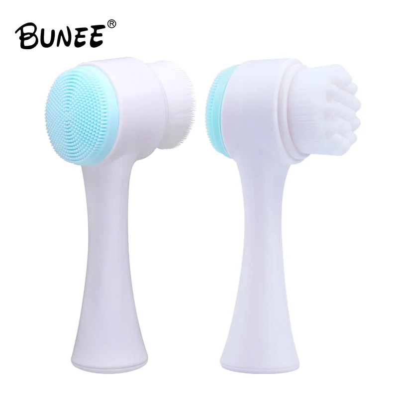 2 Colors Double Side 3D Silicone Face Cleaning Massage