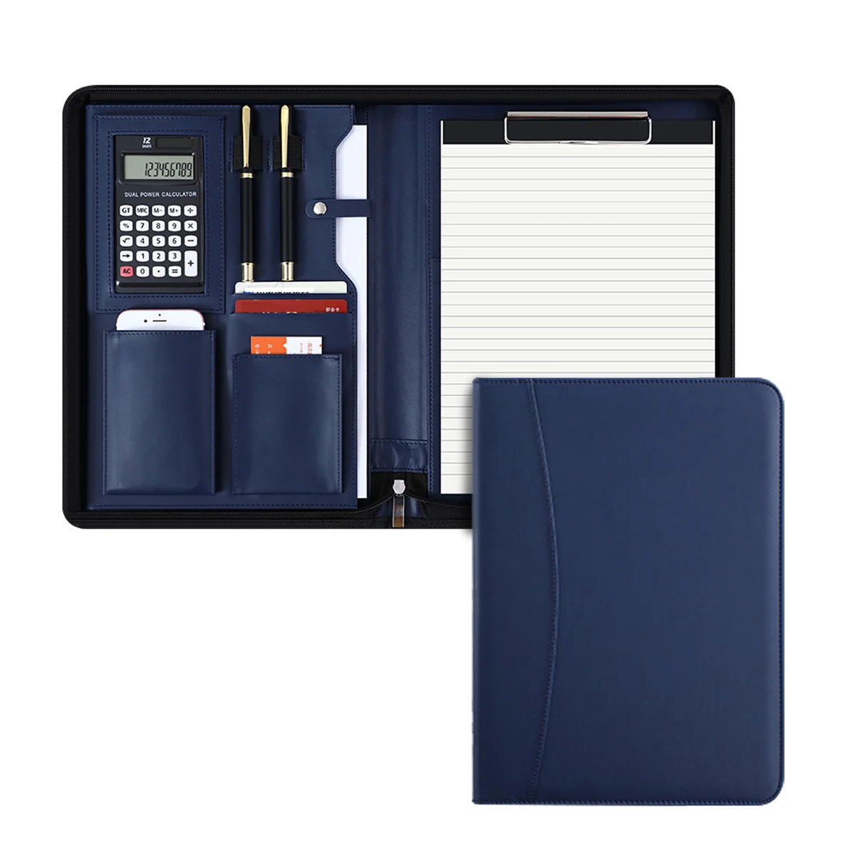 Padfolio Bag Pu Leather Executive Zippered Holder Leather Documents Organizer Portfolio Folder