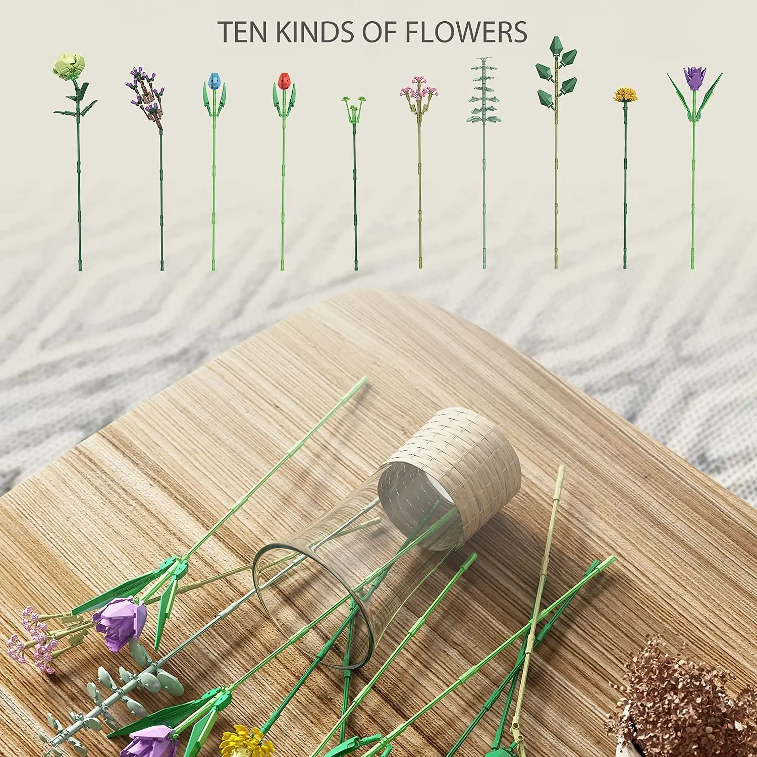 Building Kits Flowers Model Sets Creative Idea Artificial Flower Bouquet Botanical Collection Blocks Gifts for Children Adults