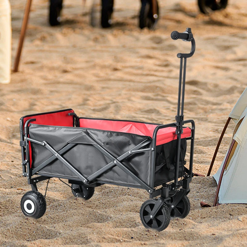 Wagons Carts Foldable,Heavy Duty Wagon Camping Sports Garden Grocery,Utility Wagon for All Terrain Black