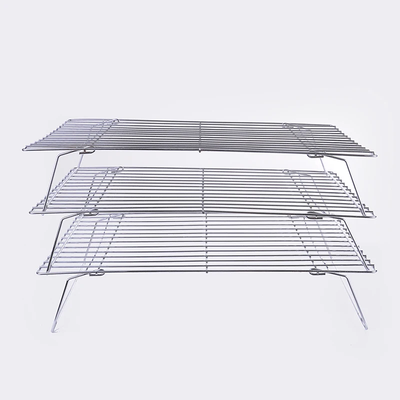 
YZ1229 3 Tiers Metal Bread Cooling Rack Foldable Wire Cooling Rack Stainless Steel 