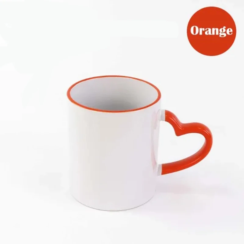 Wholesale Custom Sublimation Ceramic Color Mug With Heart Handle