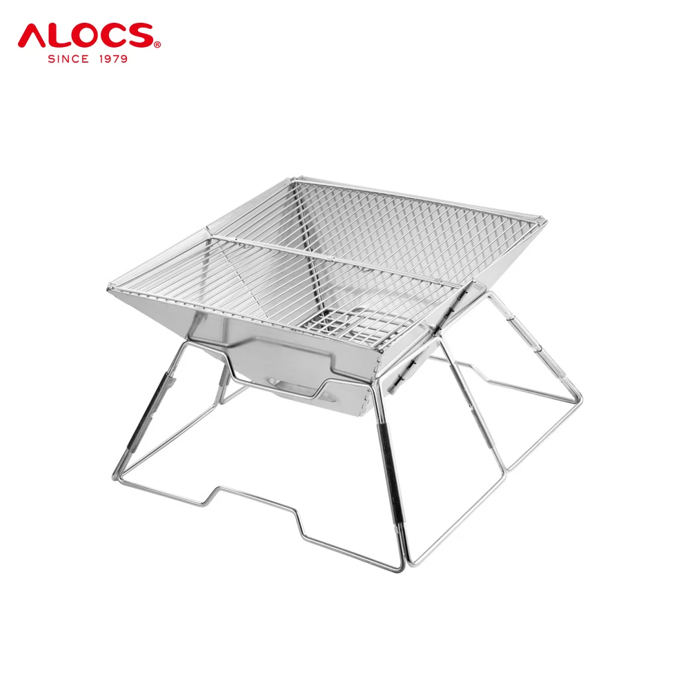 Alocs Factory Wholesale Space Saving Hiking Outdoor Portable Folding Oven Camping BBQ Grill Carbon Stove