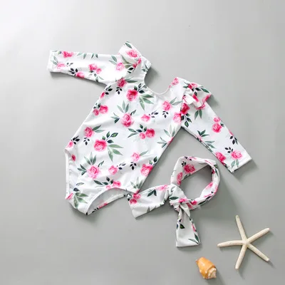 High Quality Girls One Piece Long Sleeves Swimsuit Custom Children Swimwear for Kids Swimming