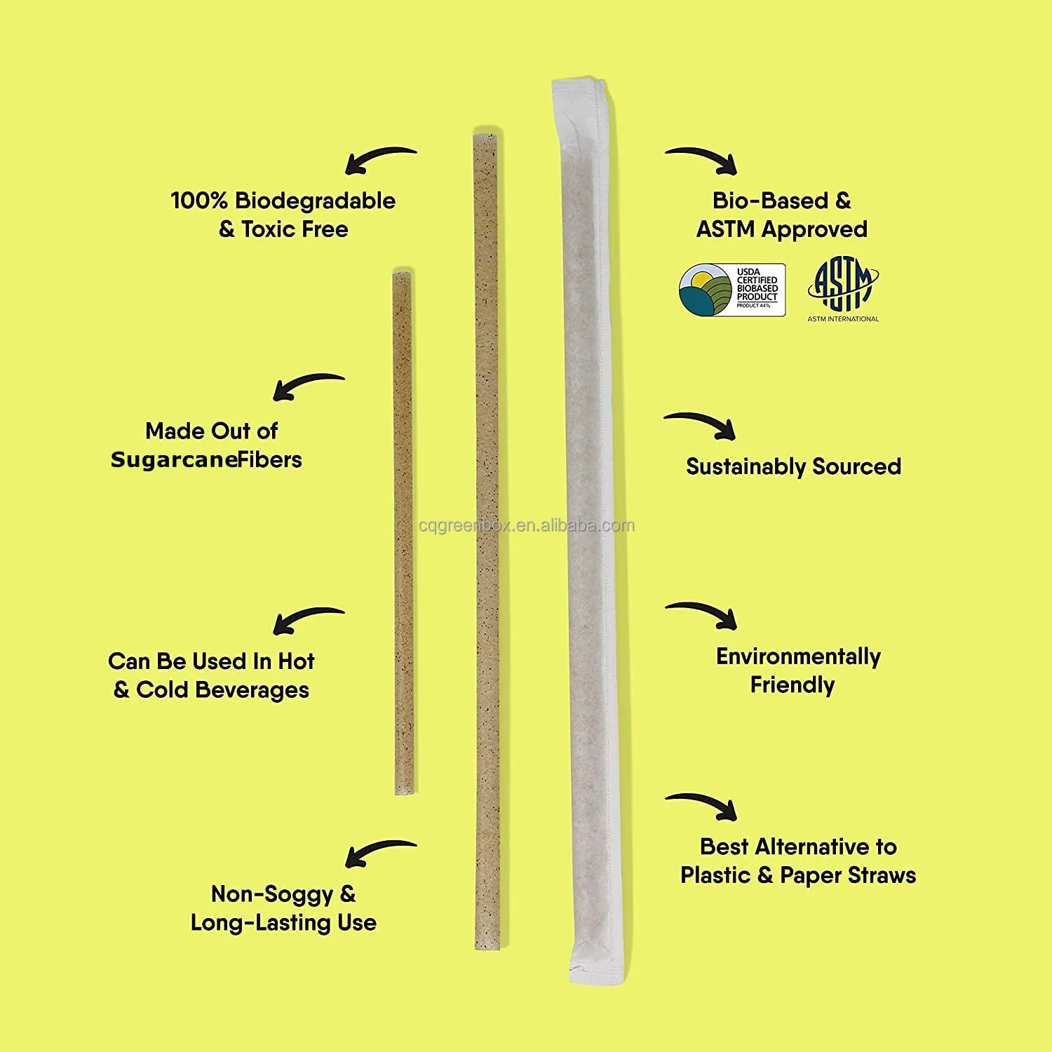 Hot Amazon 12mm eco straw biodegradable straw drinking straws for boba tea