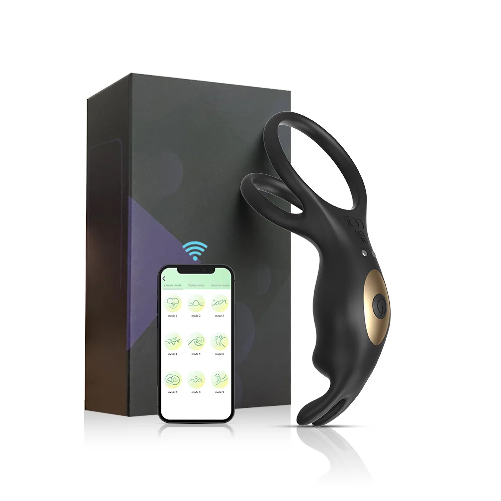 Adult Rogue Rabbit APP Remote Control Vibration Double Delay Silicone Lock Essence Ring Couple Products 23