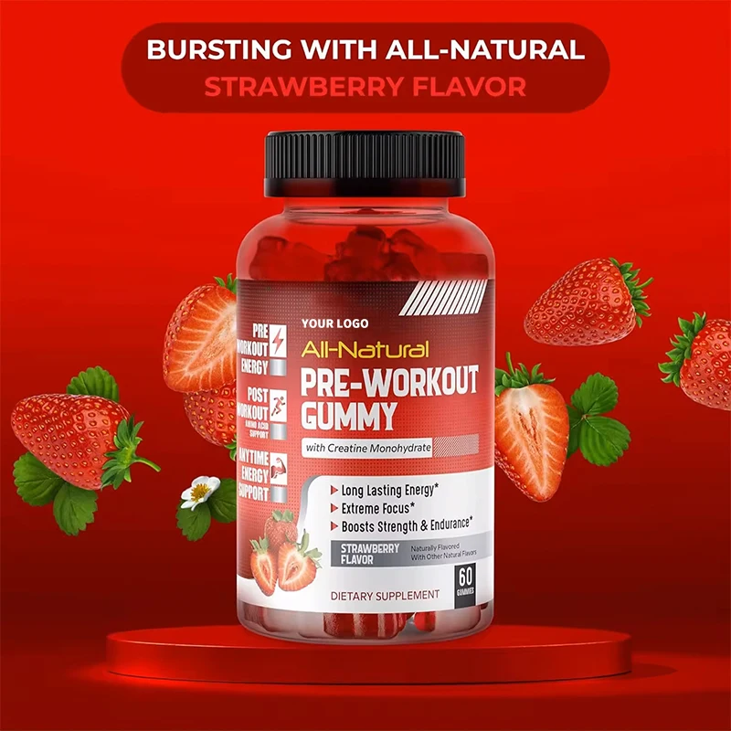 OEM Private Label creatine monohydrate gummy weight gain Supplement Pre Work Energy 1000mg Creatine Gummies