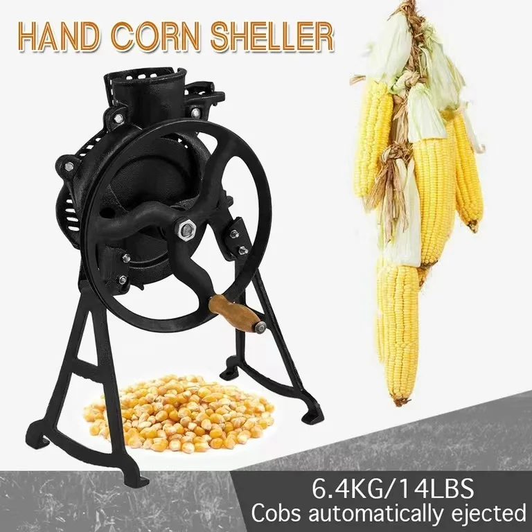 Cast Iron Hand Corn Sheller Heavy Duty Shelling Machine  Corn Remover Tools with Wooden Handle Manual Farm Corn Thresher