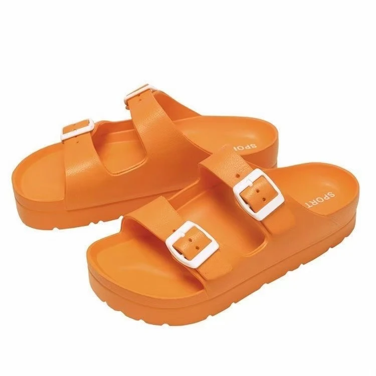 New EVA Thick Sole Slippers For Casual Outwear Sandal Slippers With Double Button Beach Shoes For Women