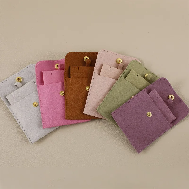 Wholesale Jewelry Pouch Personalized logo cream luxury microfiber jewellery packaging earring necklace bags jewelry pouches