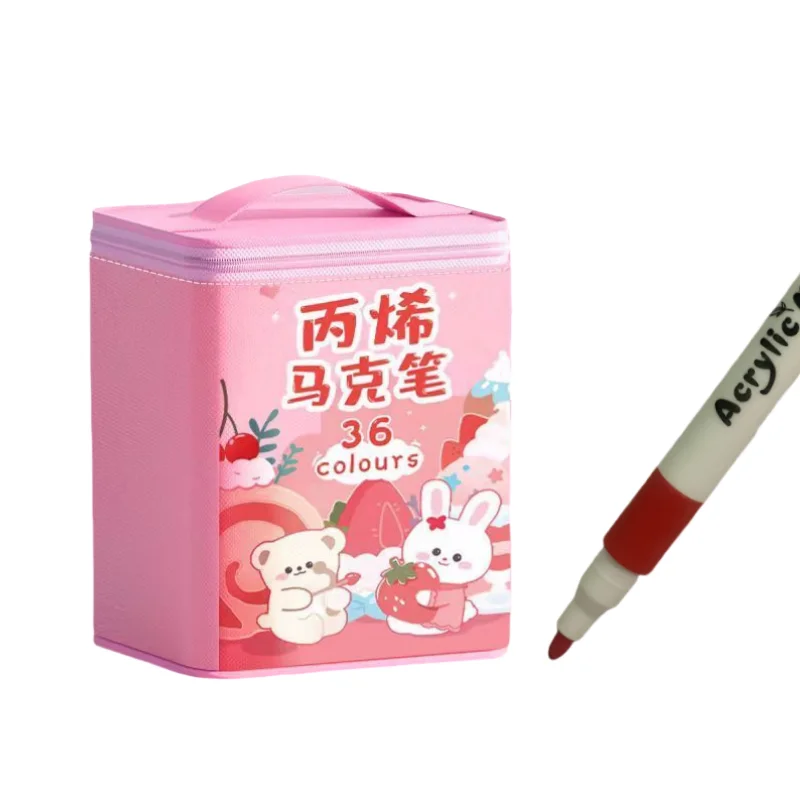 36colors Stationery Set Acrylic Markers That Can Draw Stones Shoes  Glass and Ceramics School Painting Brushes