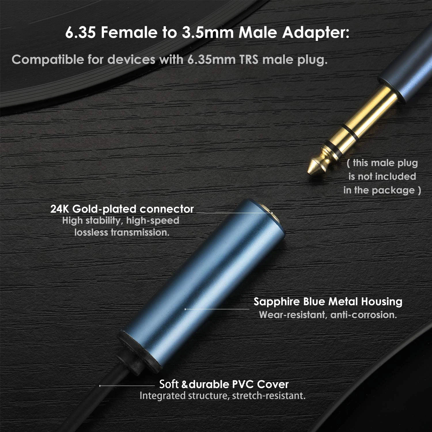 1/4 to 3.5mm Headphone Adapter TRS 6.35mm Female to 3.5mm Male 1/8 to 1/4 Stereo Audio Adapter for Amplifiers Guitar Piano