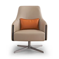 Designer Modern Nordic Furniture Wood Leather Cafe Accent Chair Lounge Chair For Living Room Leisure Chair Sofa Luxury  Recliner