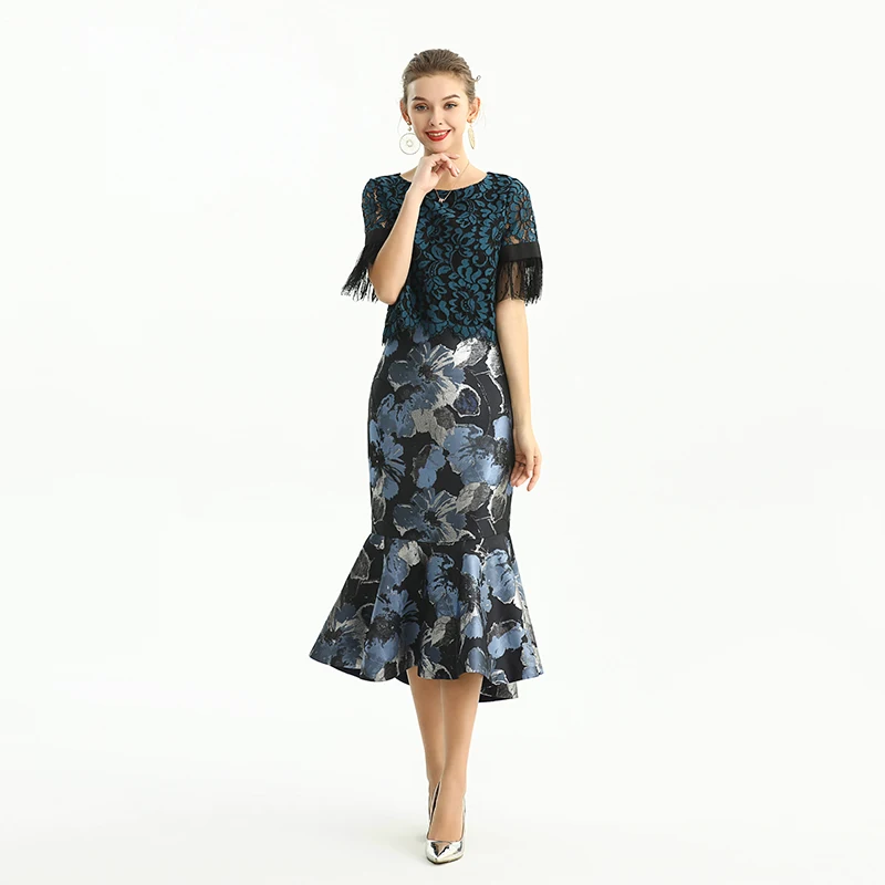 NS168  Fashion Elegant floral  woven ruffle plus size clothing skirts women