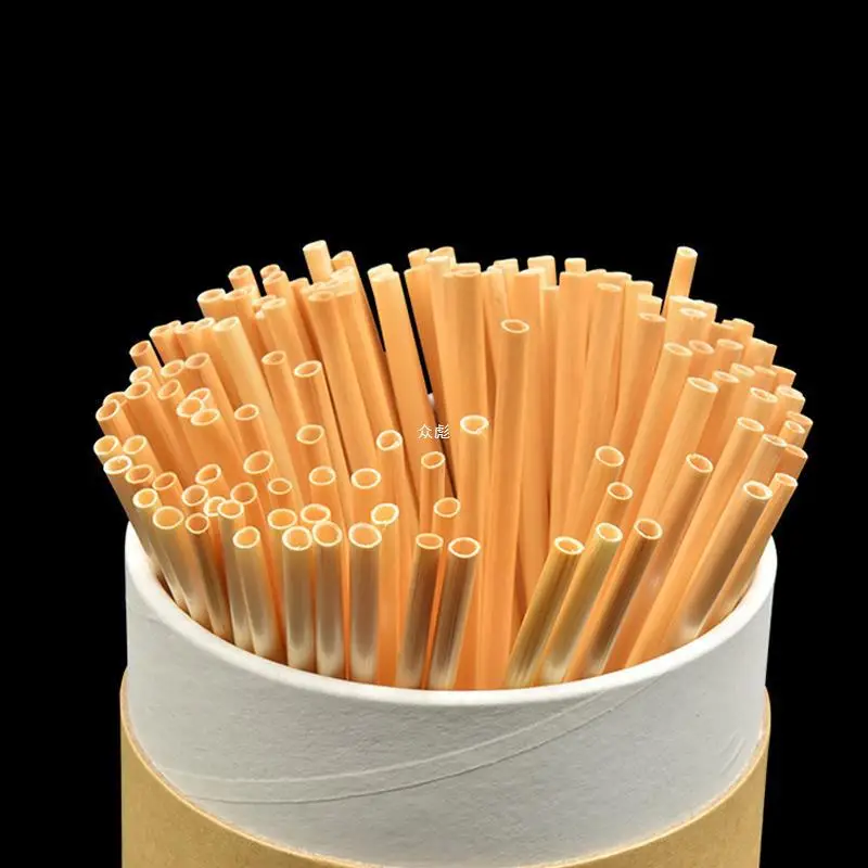 New Eco Friendly 100 Biodegradable Grass Disposable Wheat Tube Straw Custom Individually Wrapped Wheat Drinking Straws