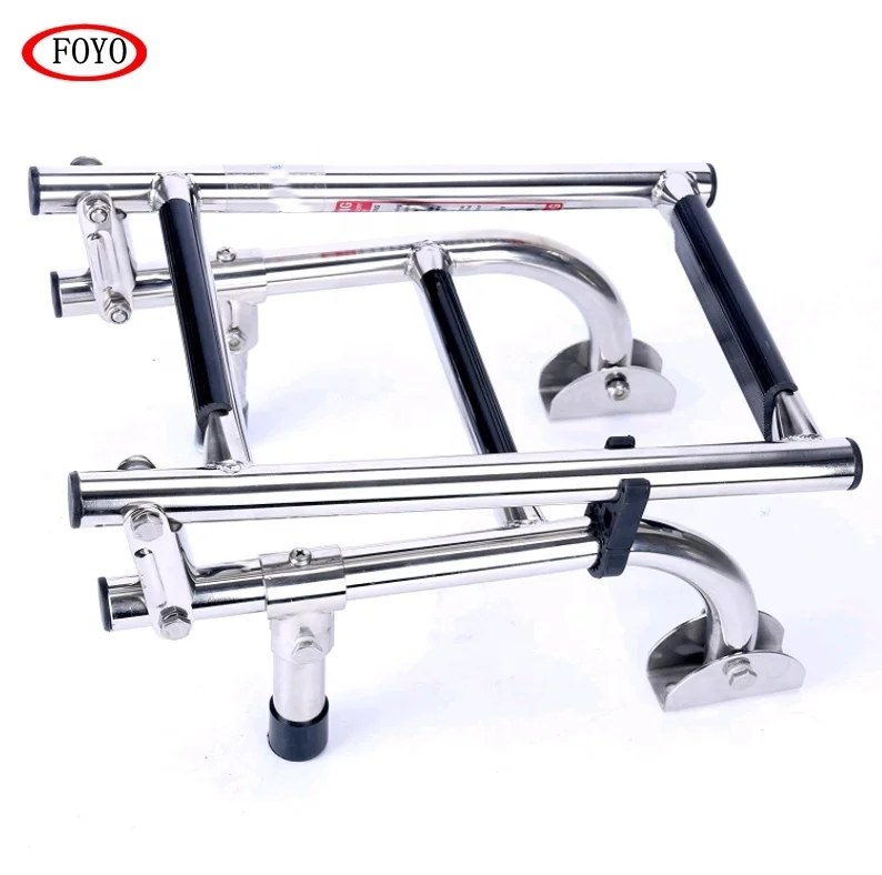 FOYO Mirror Polished Small folding boat ladder for marine narrow step ladders