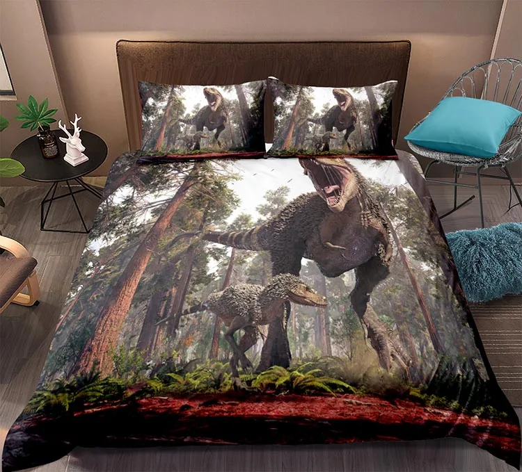
Custom Digital Printed Anime Bed Sack Set 3D Original Dinosaur Cartoon Bedding Set Luxury Duvet Cover and Pillowcases 