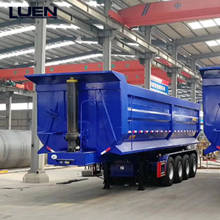 luen 50tons 40cubic meter U shape 4 axles dump tipper semi trailer for coal or