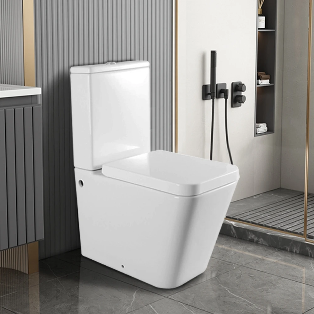 ware bathroom two piece wash down wc square toilet square white color sanitary ware set