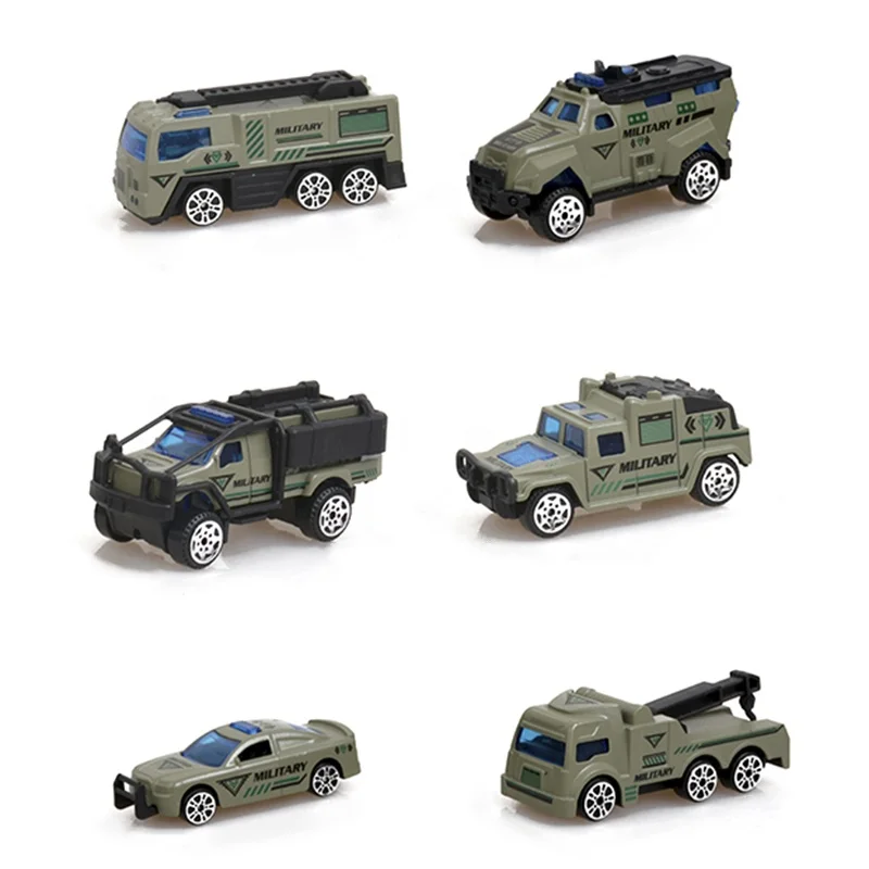 QS Hot Selling Mini Metal Sliding Military Police Vehicle Fire Engine Truck Simulation Kids Alloy Car Toys Series Die Cast Model