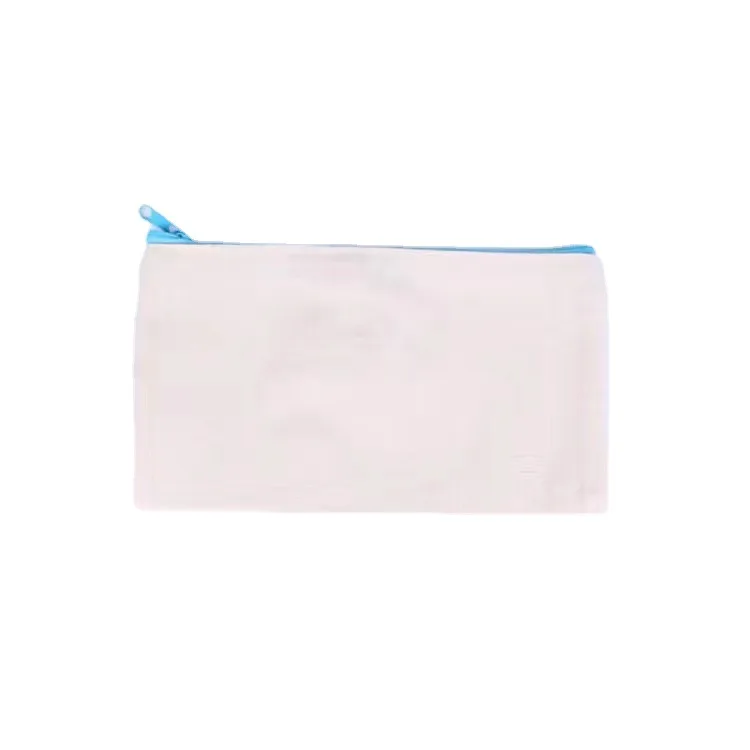 wholesale custom promotional plain canvas pencil case with zipper