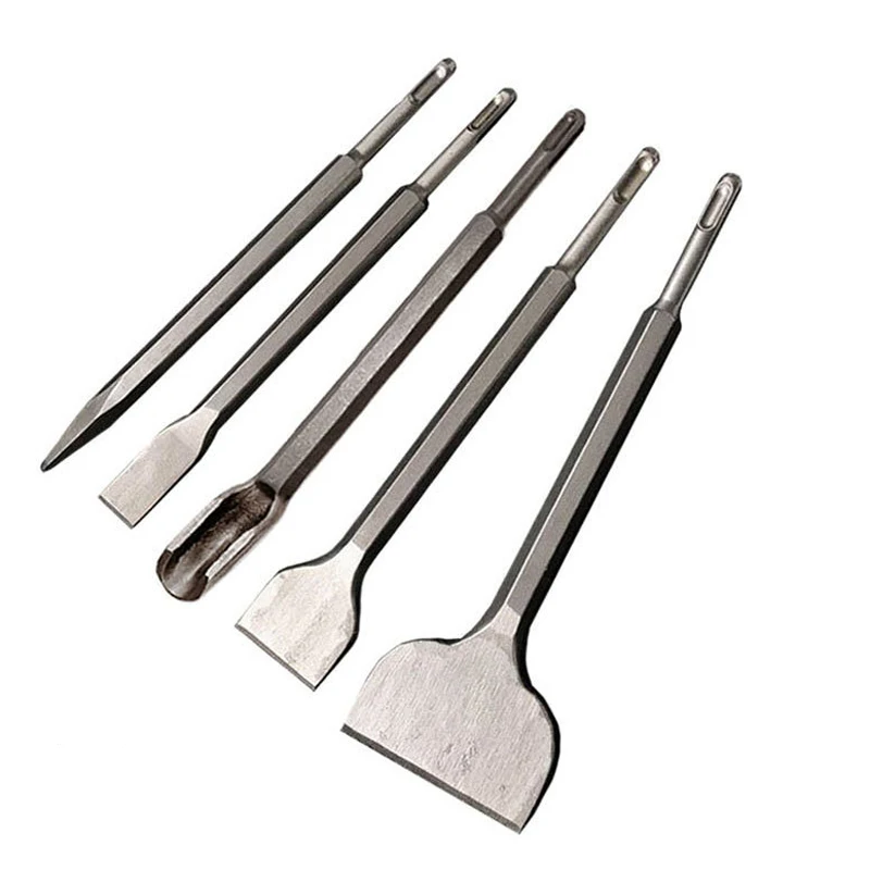 Electric Hammer Chisel Tool Set Impact Drill Square Handle Sharp Flat Chisel U-shaped Drilling Cement Wall Slotting Shovel