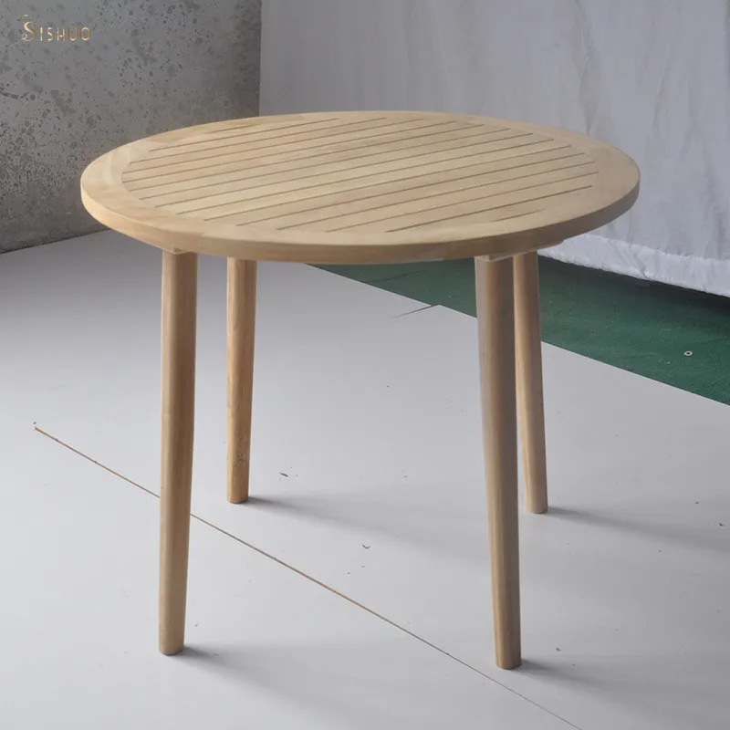 Nordic уличный стол и стул из массива дерева комбинированный внутренний двор балкон сад вилла тикового индонезийский Тиковый круглый