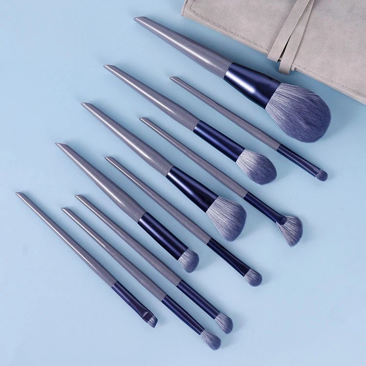 Competitive Price Cosmetic Glitter Beige Lash Cleansing Horse Hair Makeup Brushes Set Hourglass 18 Pcs Premium Synthetic 2 In1