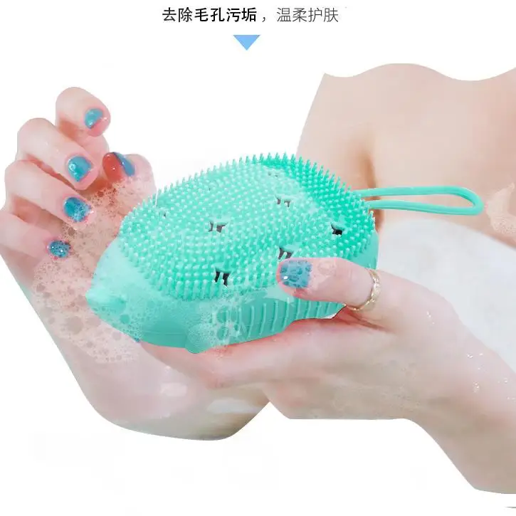 bathing with gel towel scrubber bath massage body silicone bath brush