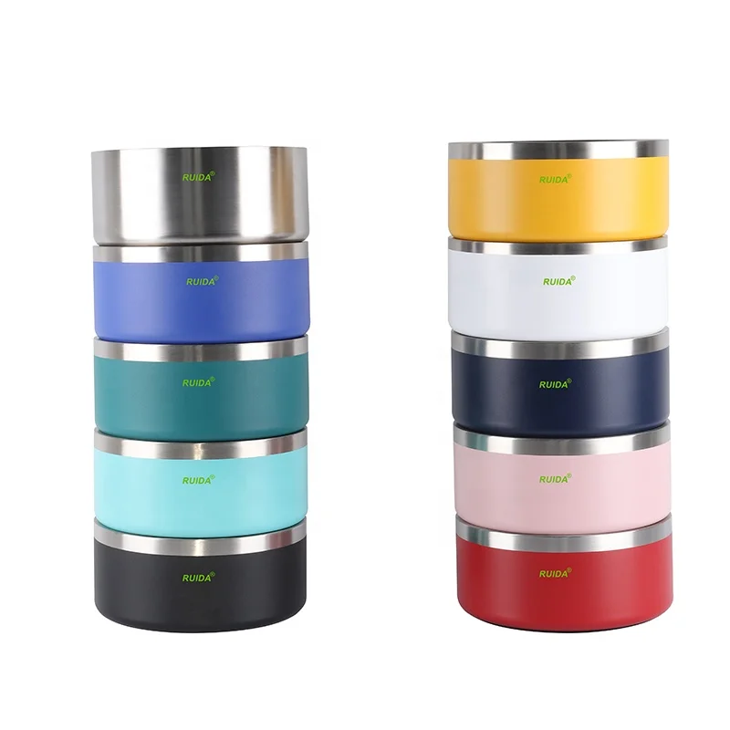 Multi-color 64oz 42oz Stainless steel 304 double wall dog bowl pet food feeder bowl for dog 100oz and 24oz cat non slip