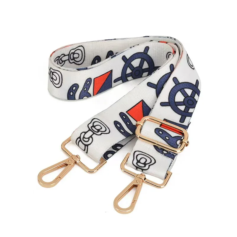 Eco-frendly cartoon flower  printed polyester bag comfortable shoulder webbing straps