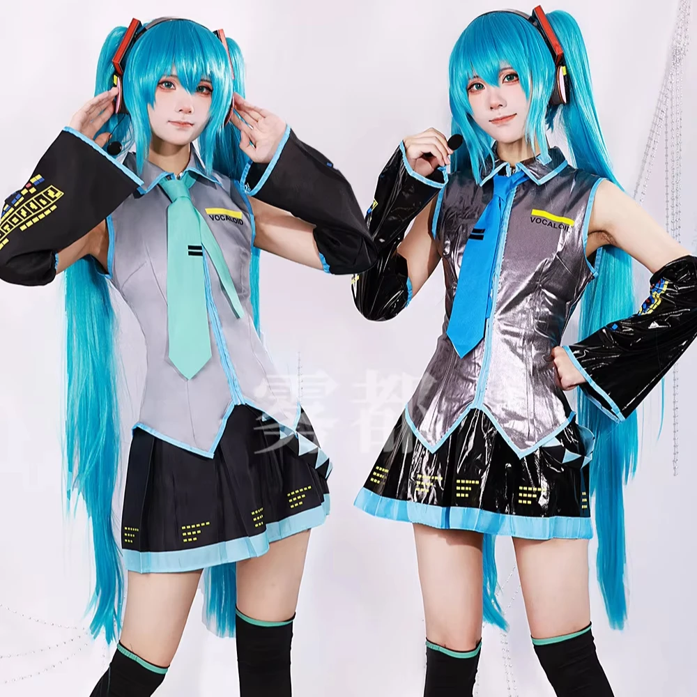 Hatsune Vocaloid анимационный персонаж Мику в том числе парик узор косплей костюм набор для девочек