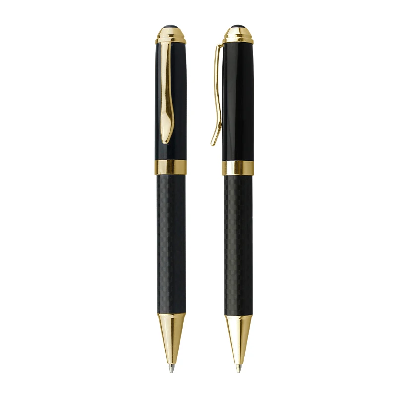 Luxury Business Gift Gold Carbon Fiber Ballpoint Pen Roller Pens With Custom Logo
