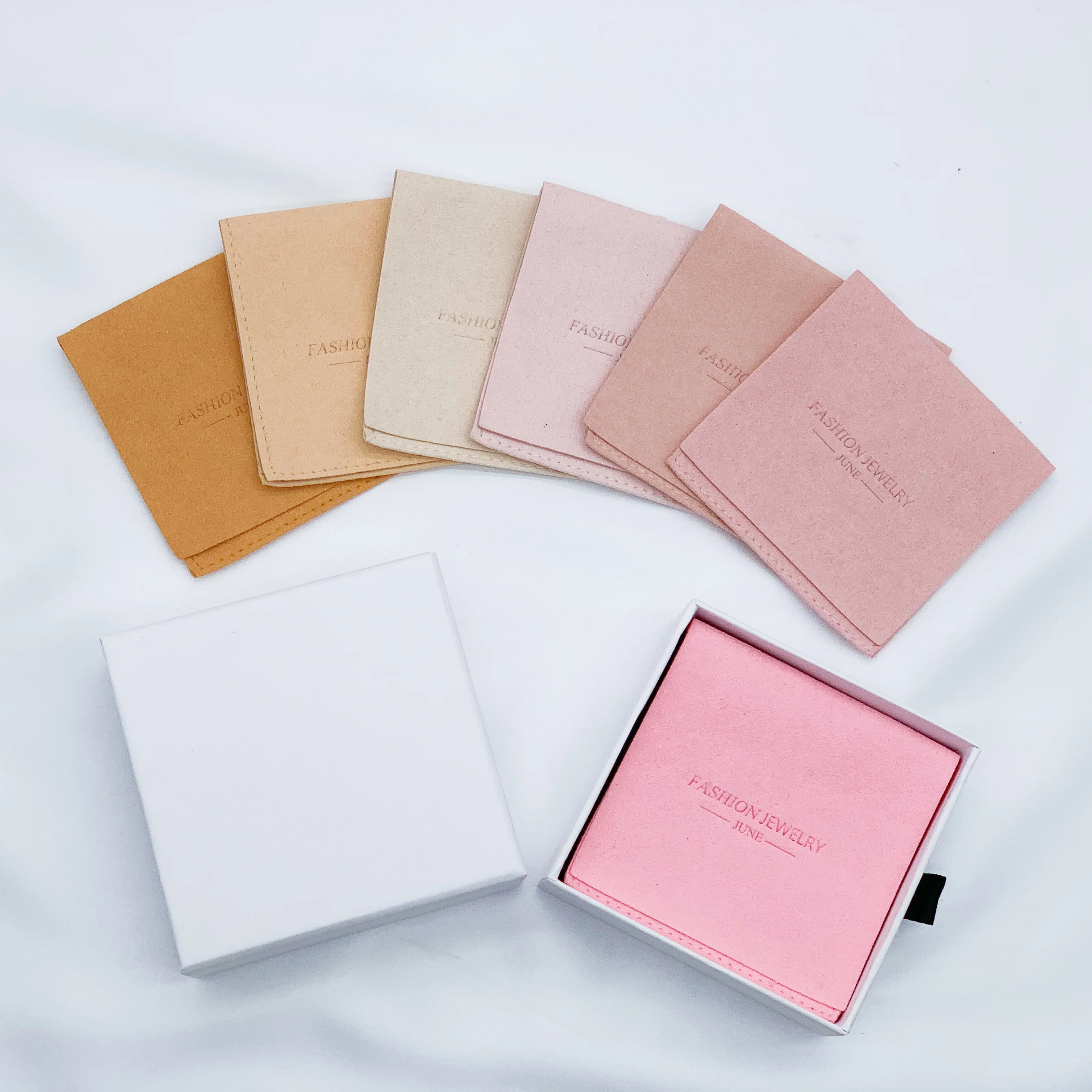 Eco Custom Logo Velvet Suede Microfiber For With Jewellery  Insert Packaging Earring Display Cards Gift Bag Jewelry Pouch