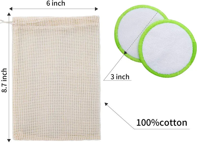 Биоразлагаемые Моющиеся Многоразовые салфетки для снятия макияжа с логотипом на заказ, круглые органические бамбуковые хлопковые салфетки для снятия макияжа