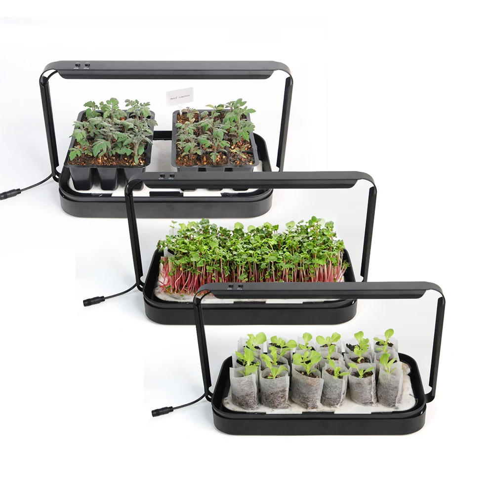 Flat Plastic Potting Seedling Microgreen Tray With Full Spectrum Led Grow Light
