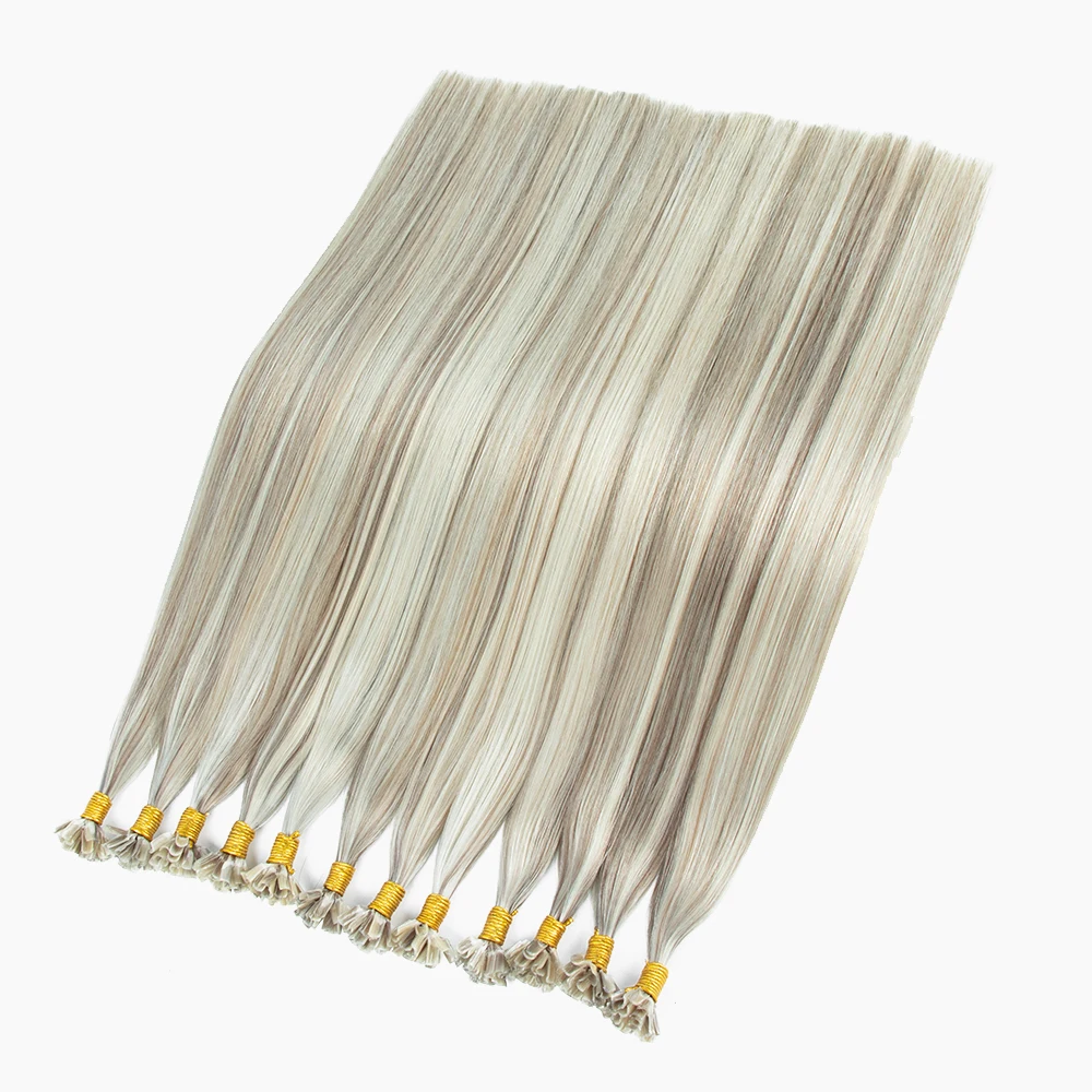 Raw Unprocessed Virgin Pre Bonded U K I Flat Tip keratin hair extensions Russian Double Drawn u Tip Hair